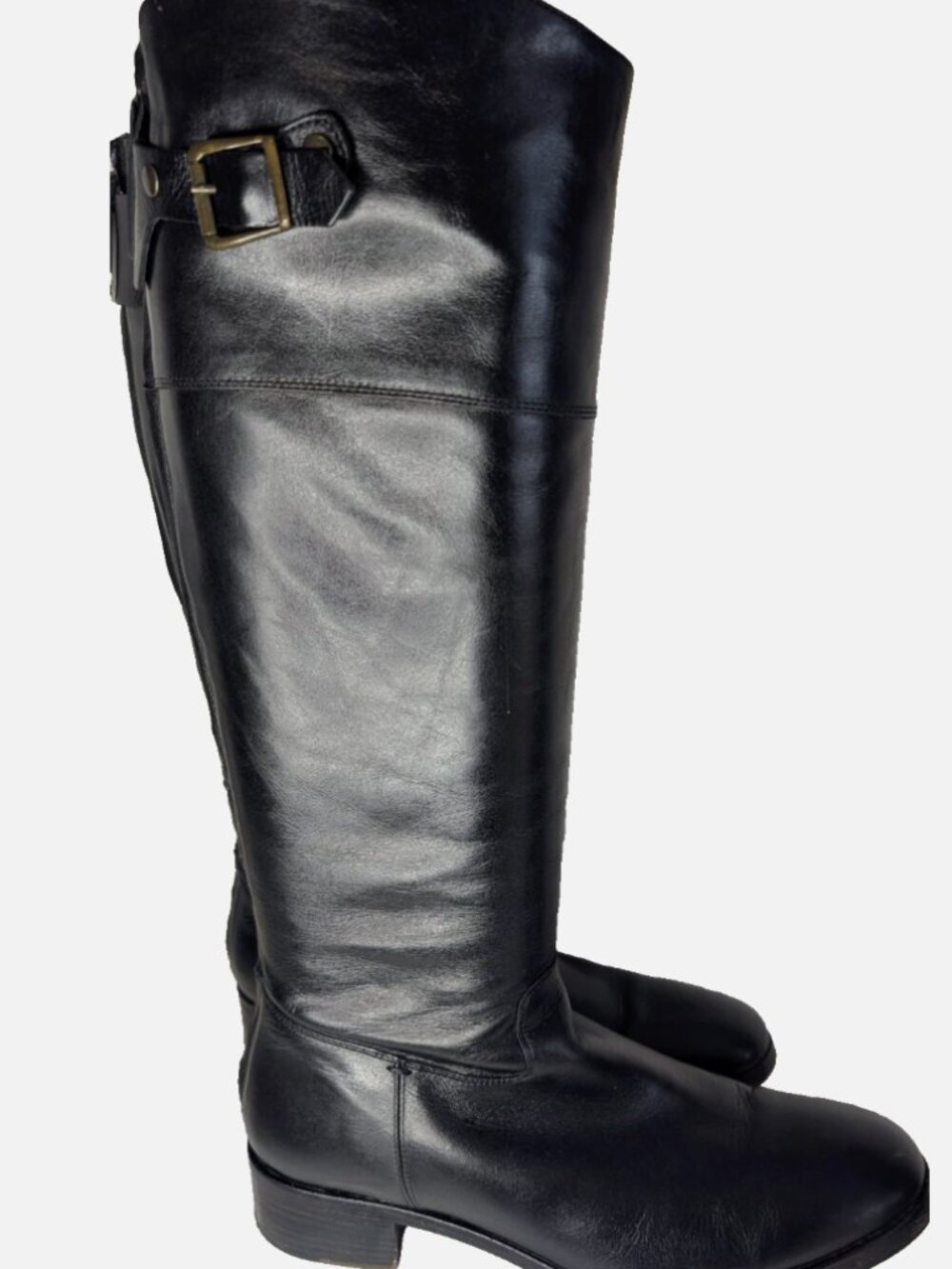 Saks Tall Riding Boots Women's 8 - 8.5 Black Leather Made in Italy Knee High